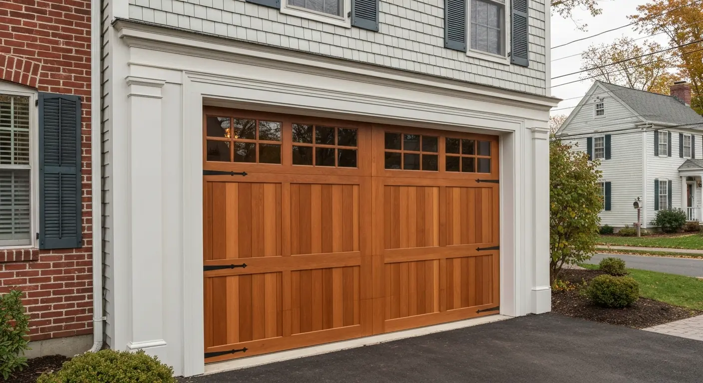 Custom wood garage door installation