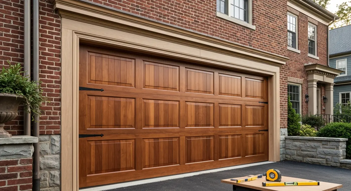 Custom wood garage door installation