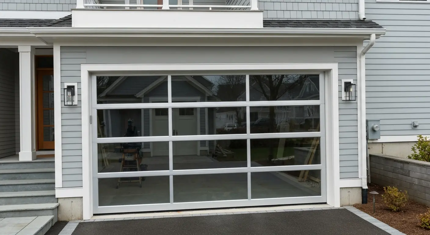 Modern glass aluminum garage door