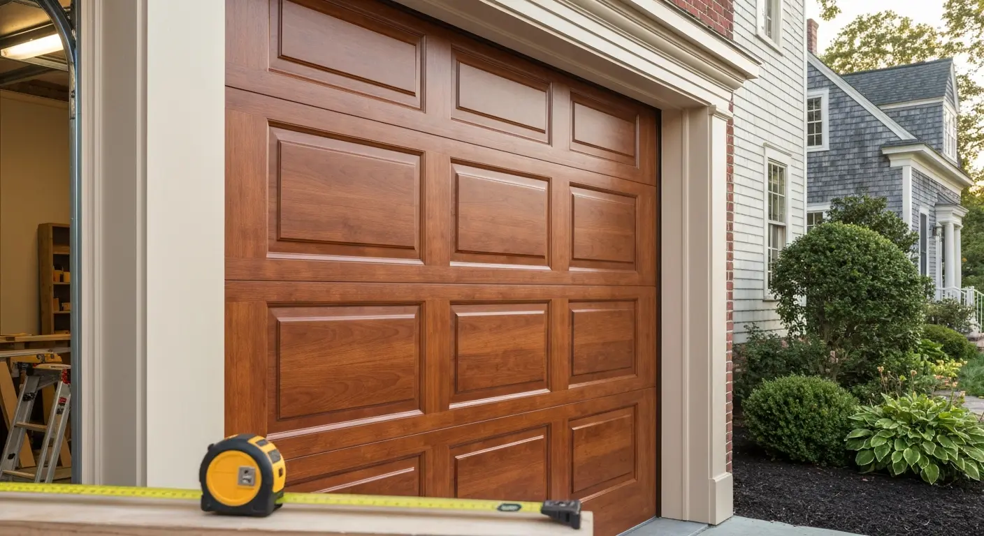 Custom wood garage door installation in Shelton