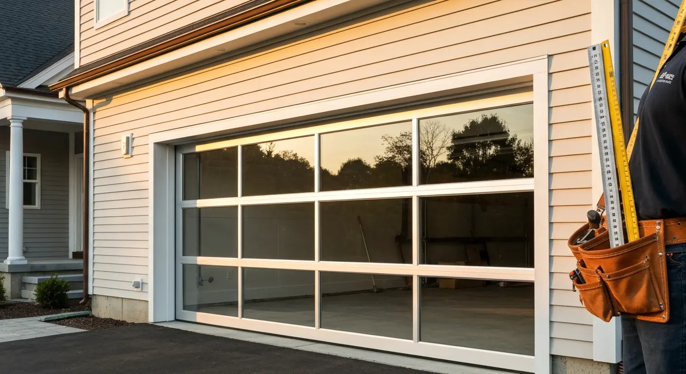 Modern glass and aluminum garage door