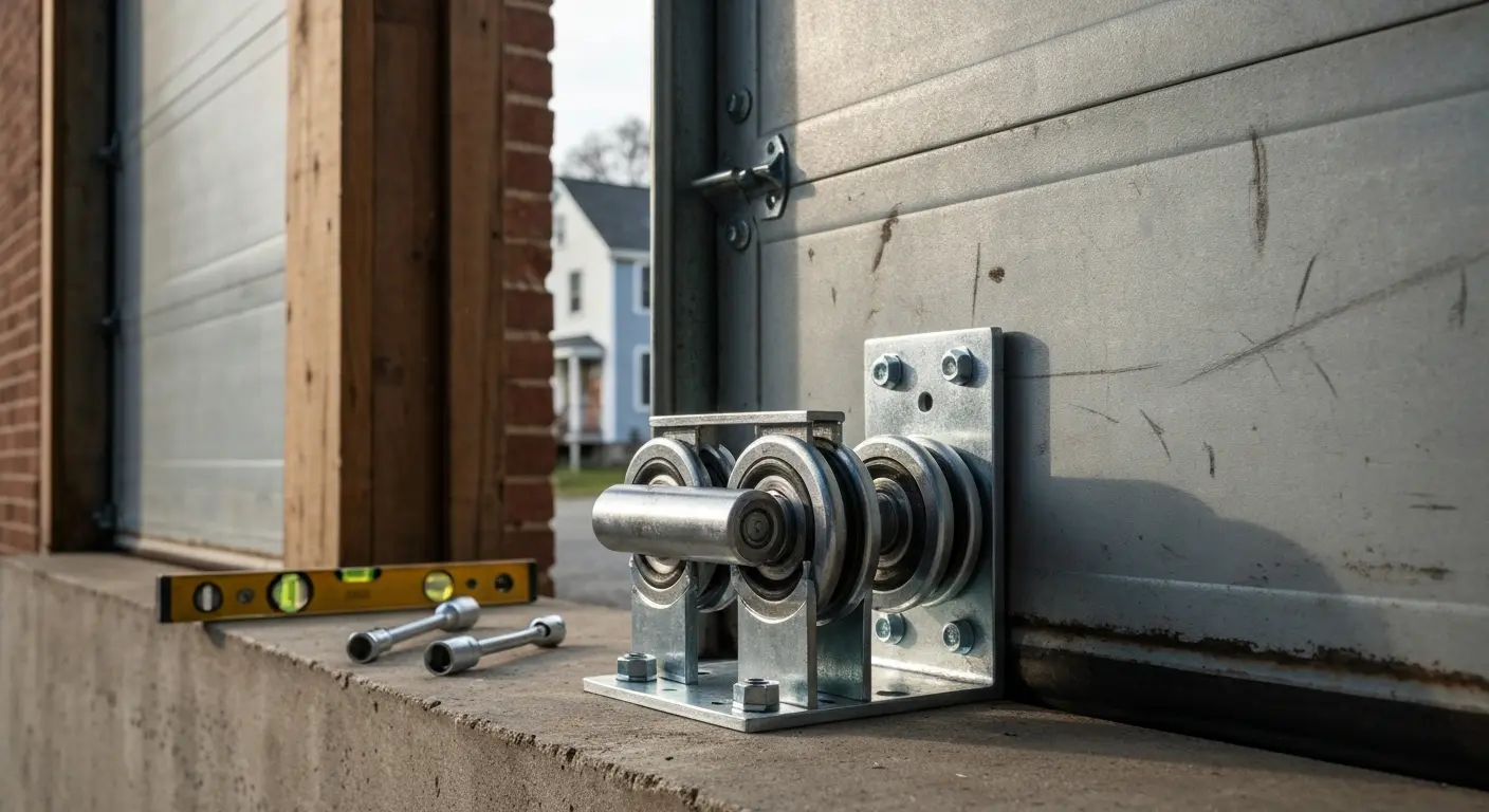 Garage door roller and bracket repair