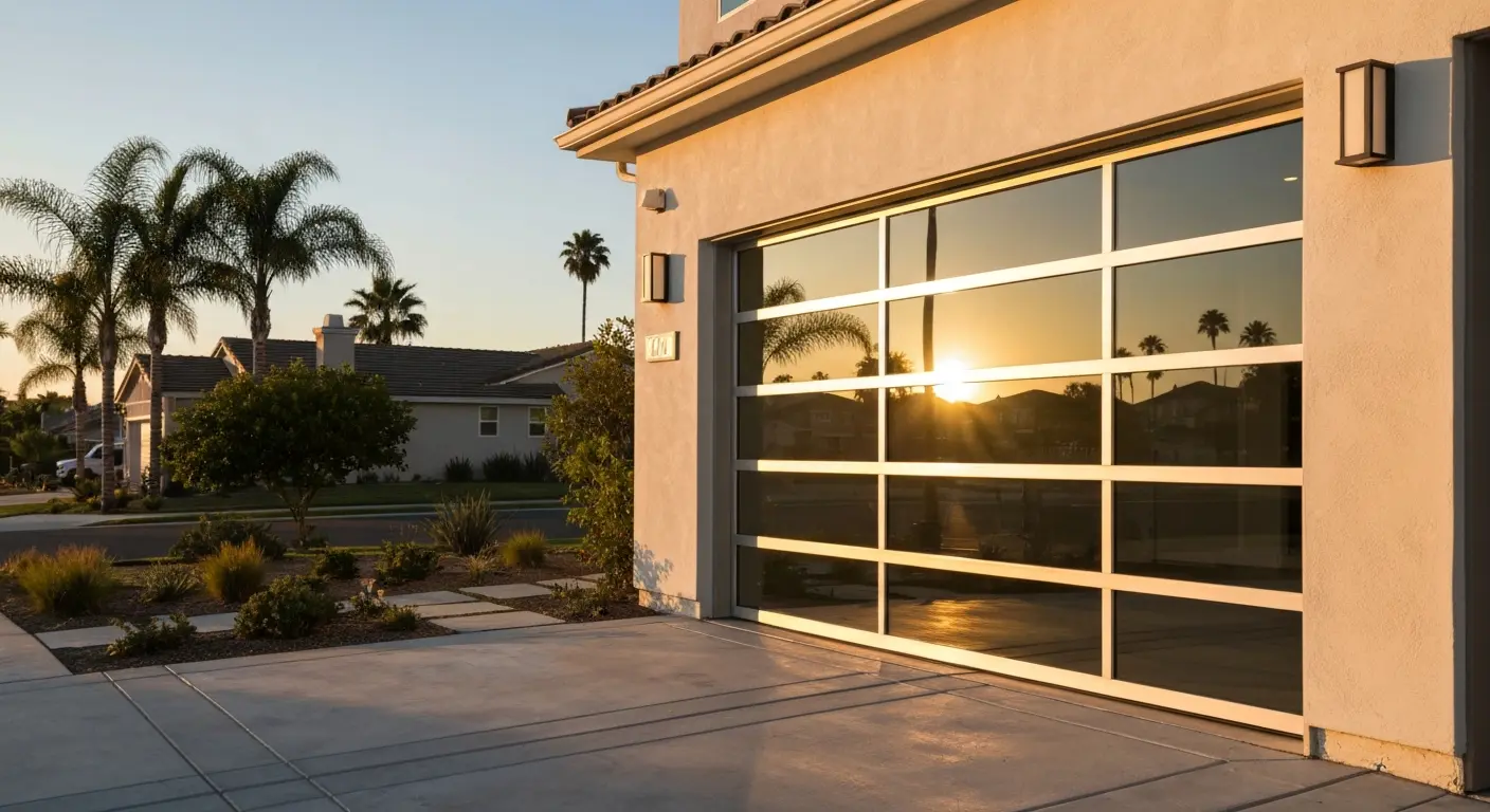Modern glass and aluminum garage door