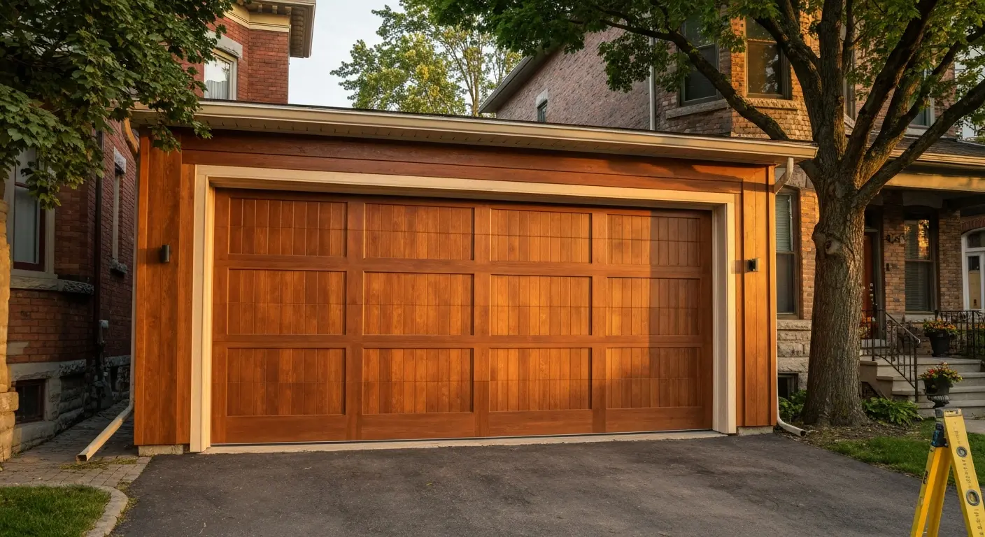 Custom wood garage door installation