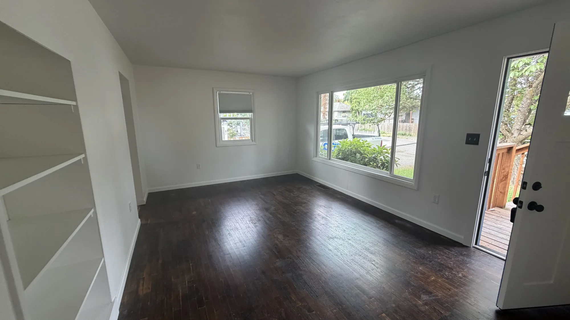 Bright finished interior with freshly painted walls and trim