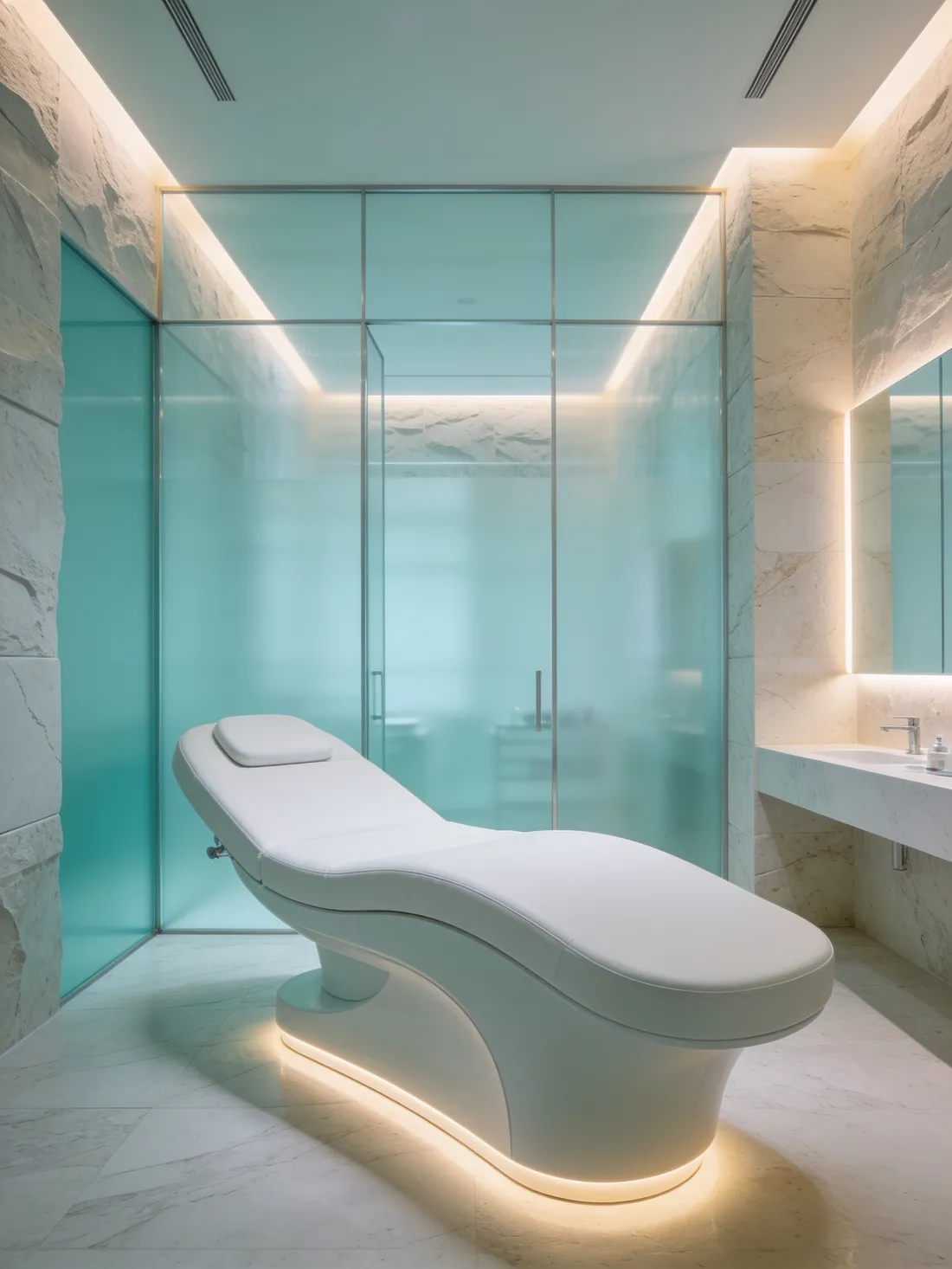 A serene, modern treatment room
