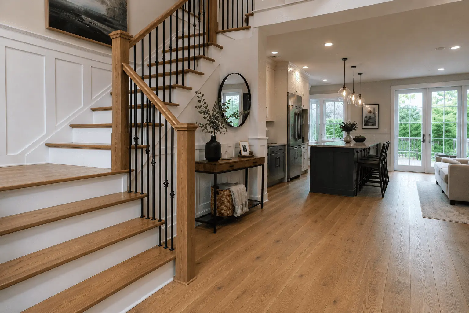 Premium hardwood flooring and custom stairs