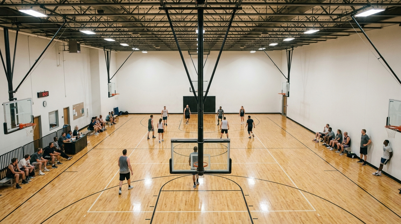 Basketball court scrimmage