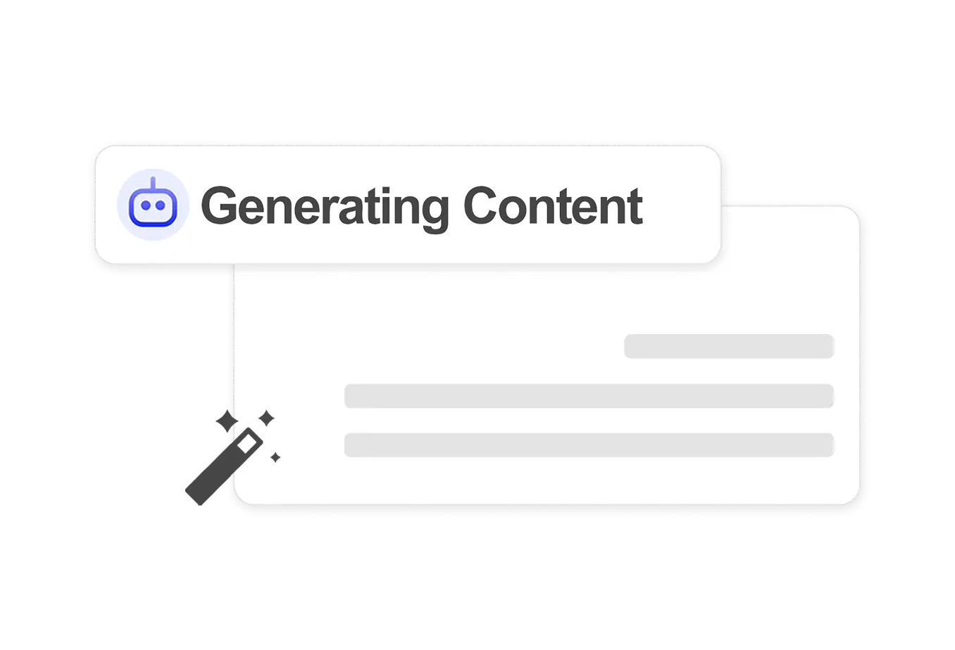 AI chatbot content generator creating new marketing copy automatically, showcasing digital marketing automation.