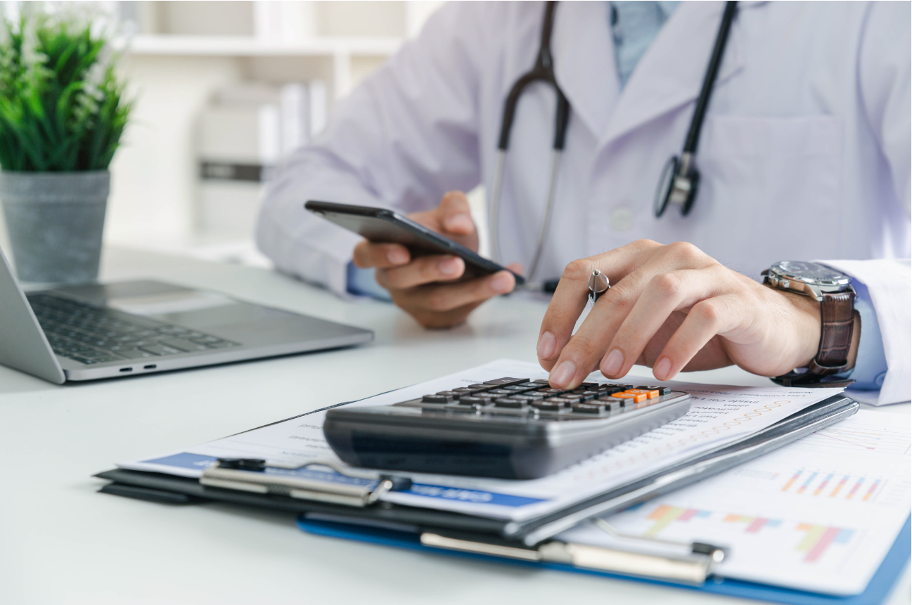 doctor doing calculations