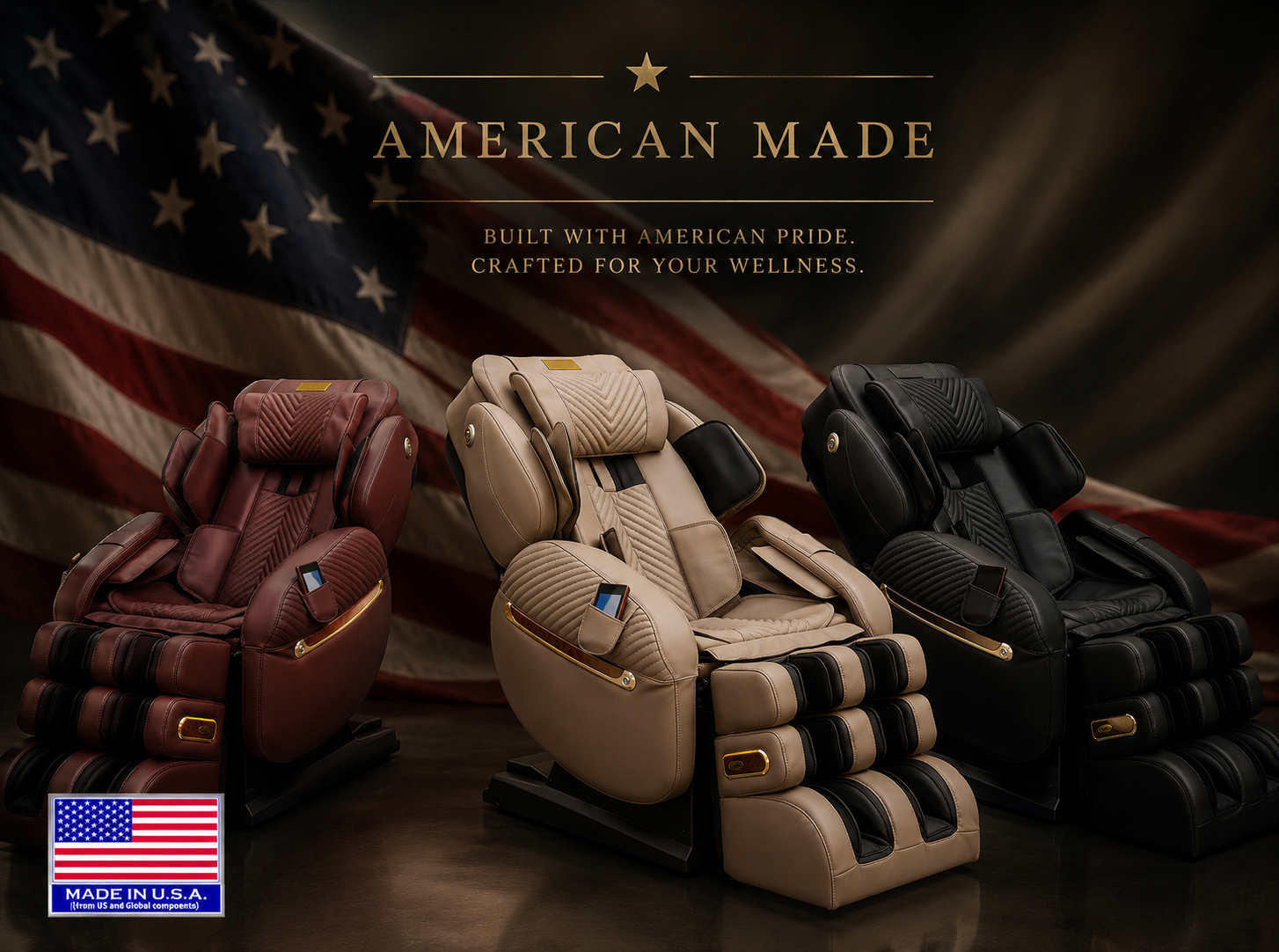 Black Luraco i9 Max Plus massage chair in a luxury penthouse setting