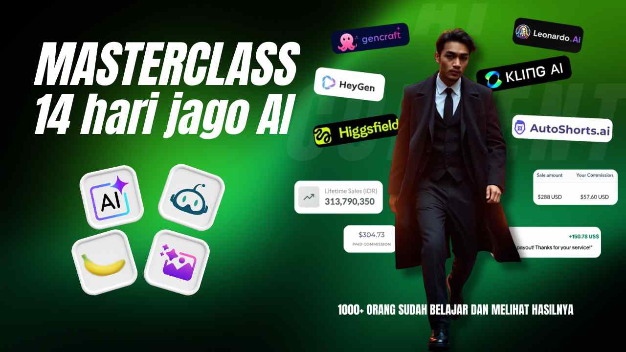 14 HARI eCourse + AI TOOLS + LIVE - JAGO AI DALAM 14 HARI dan OMSET 100juta