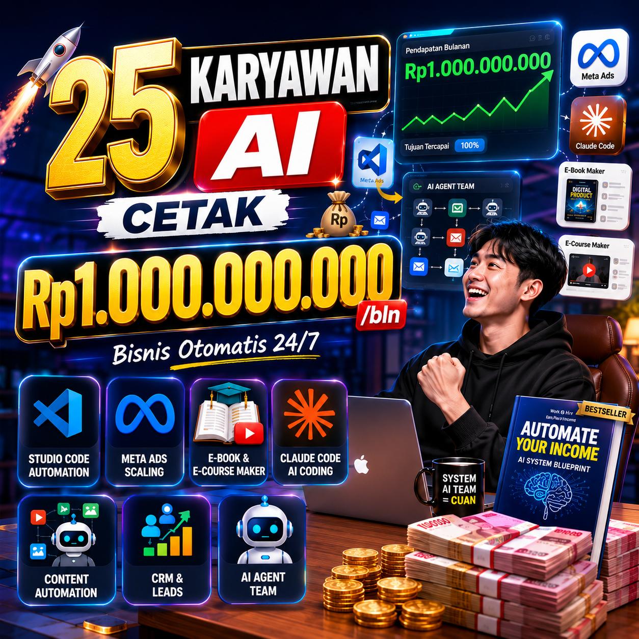 3 Tahun membership - 25 Karyawan AI Cetak Rp100.000.000/bln | Premium