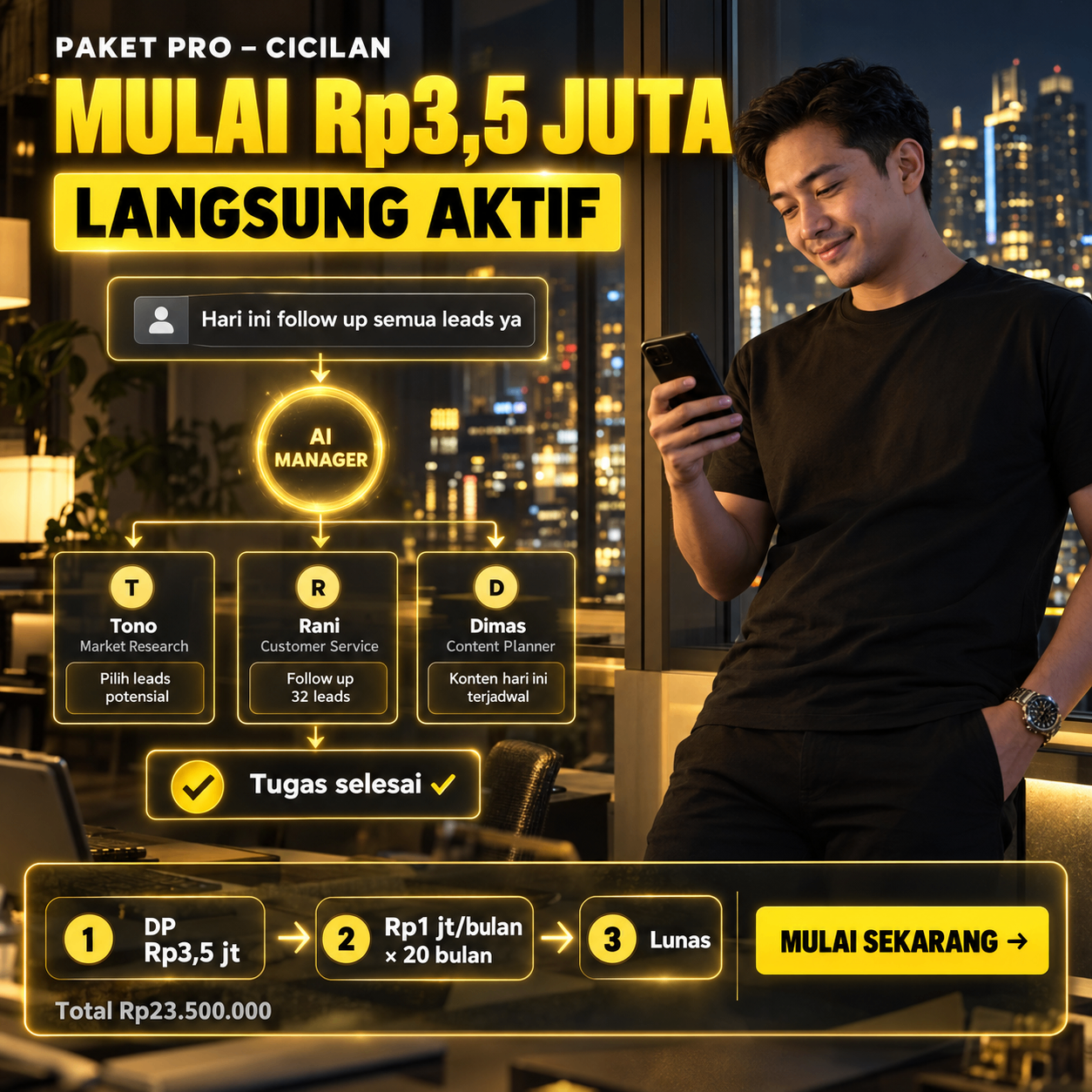 (Cicil) Lifetime - Unlimited AI Agents Karyawan AI + Agentic AI Professionals.ai