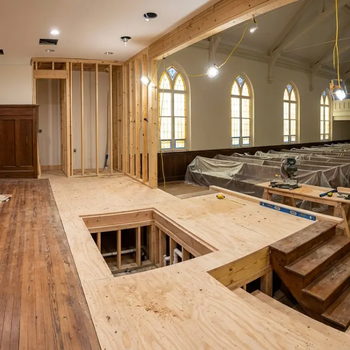 Sanctuary Remodeling for Baptistry Installation in Birmingham, AL