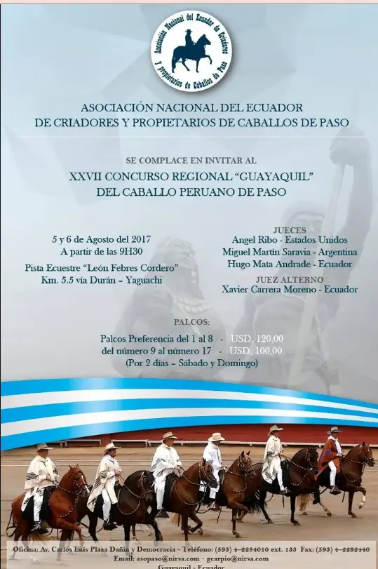 Angel Ribó serving with the judging panel at the Ecuador National Peruvian Horse Show