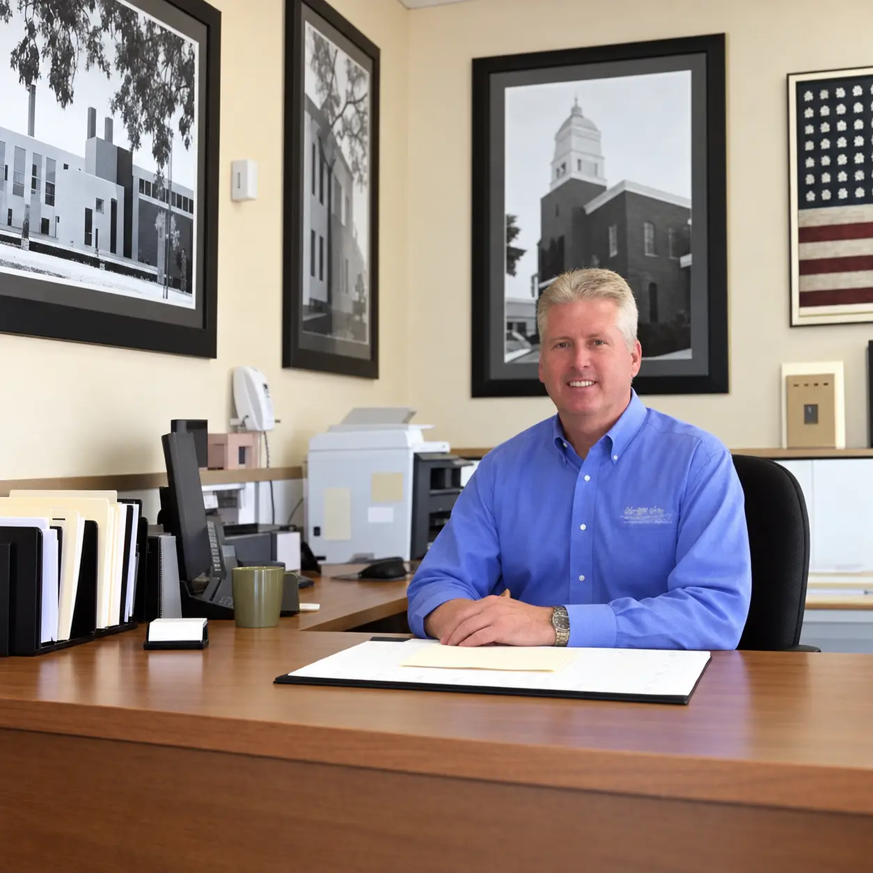 Robert Haney seated at his Daytona Beach bail bond office