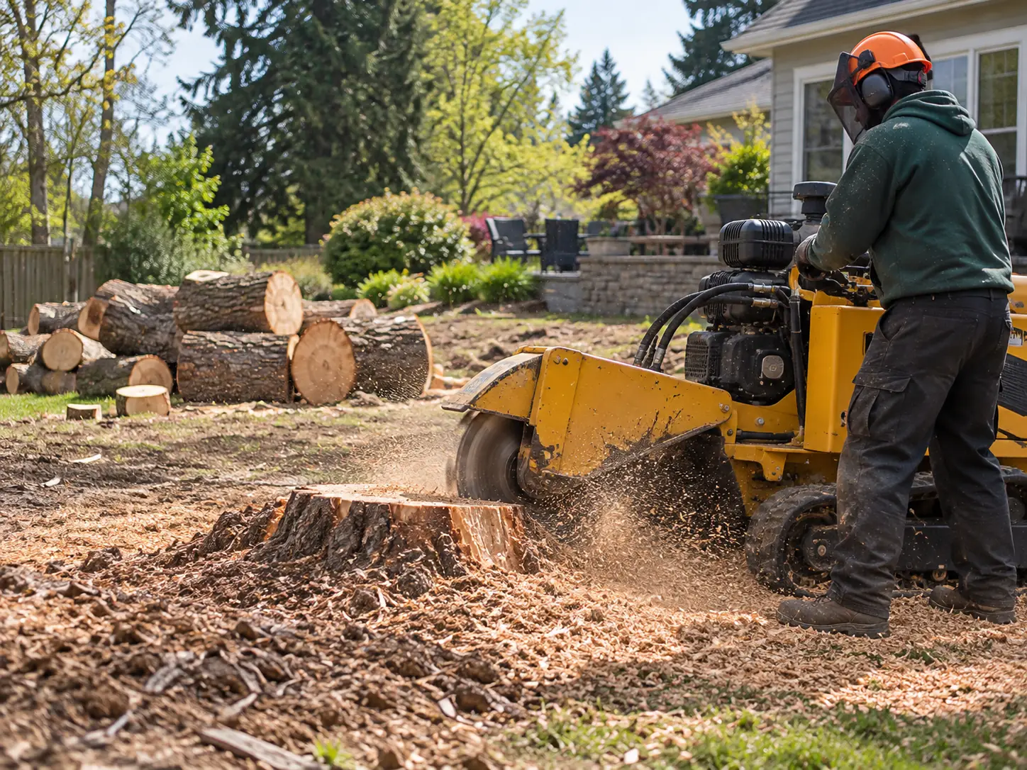 Stump grinding after tree removal