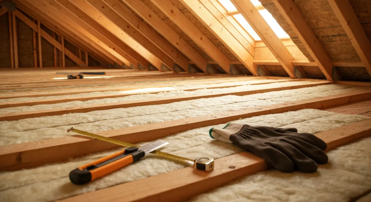 Fiberglass insulation batts installed