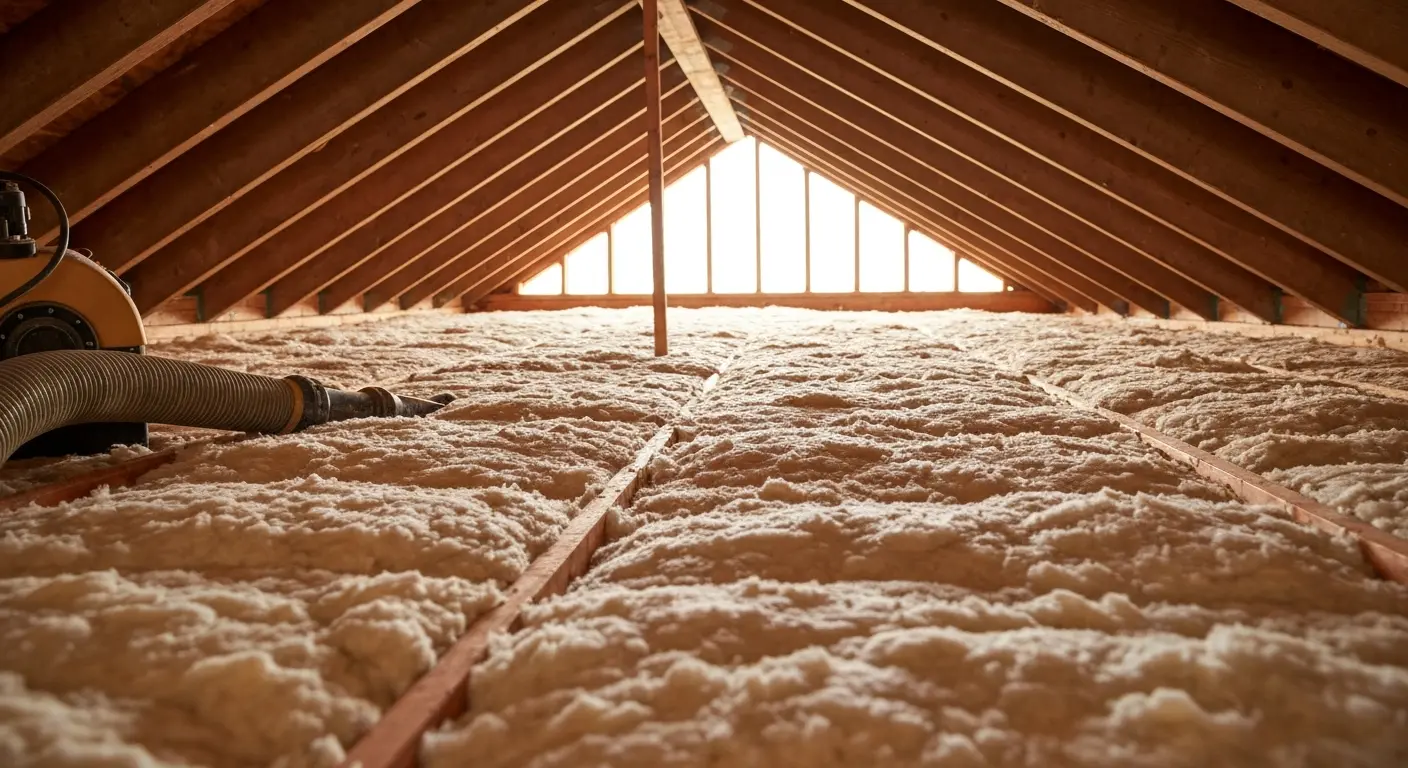 Blown-in insulation installation