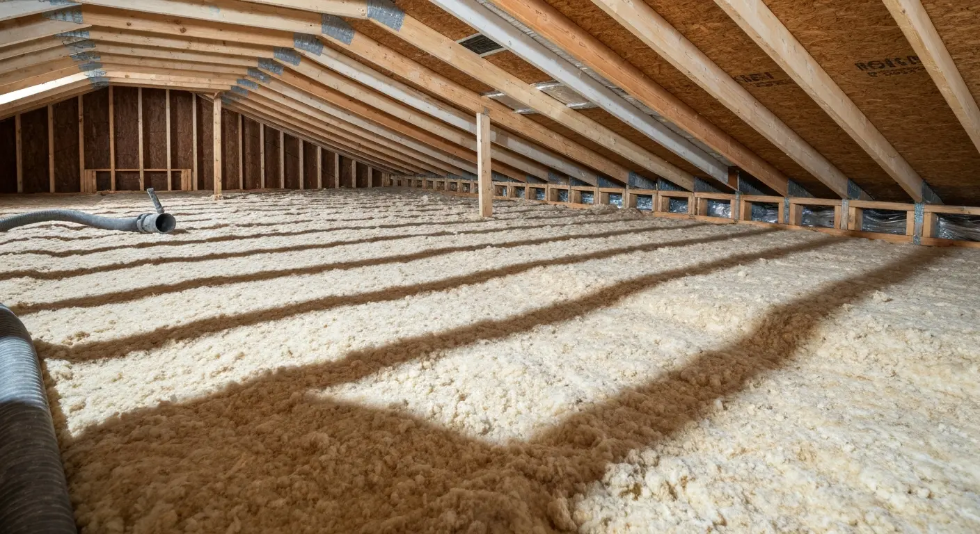 Blown-in insulation installation