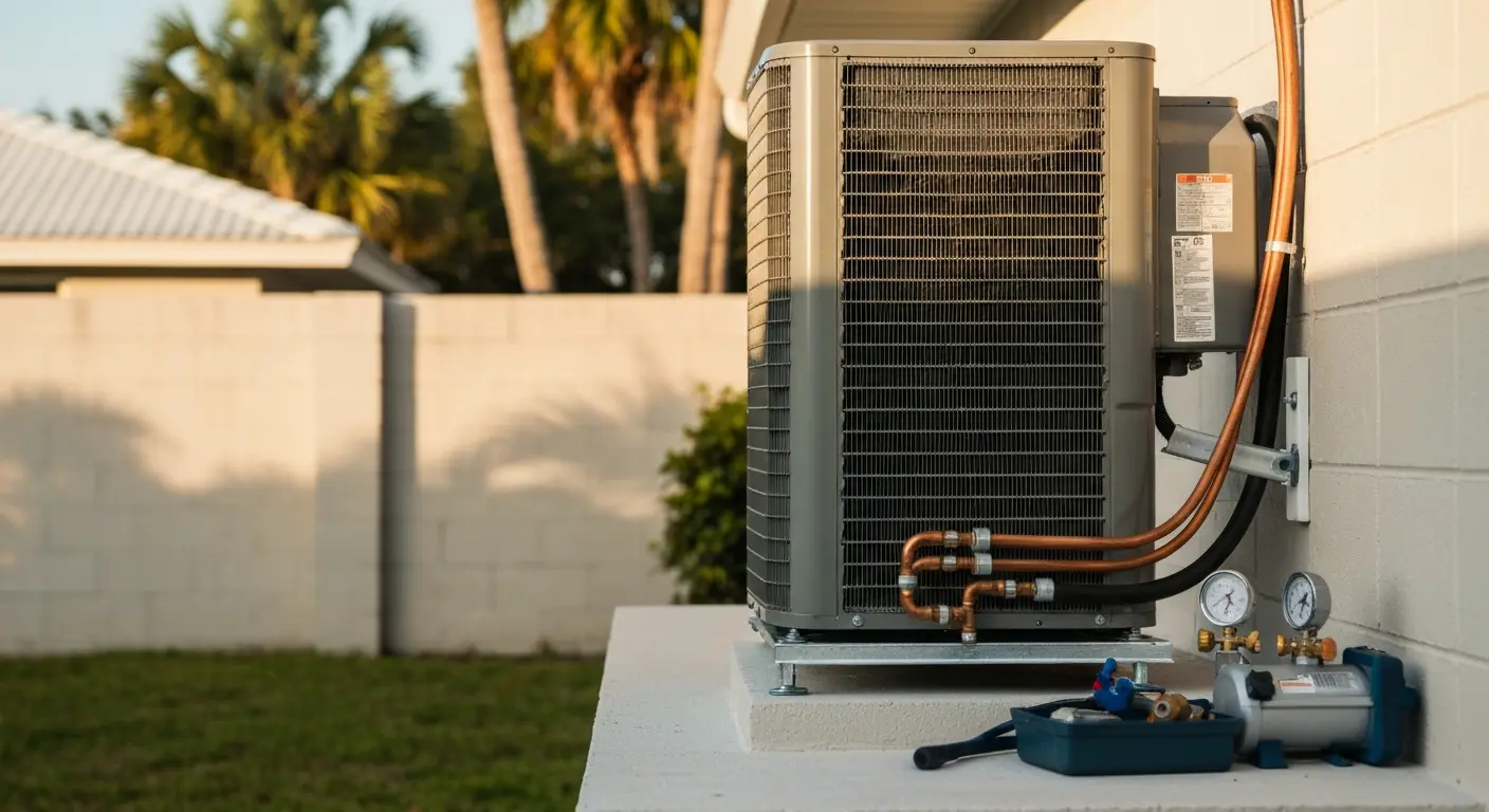 HVAC technician performing AC repair