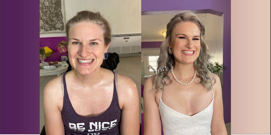Before and after bridal makeup Punta Cana