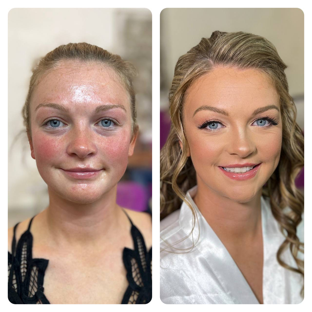 Before and after bridal hair and makeup