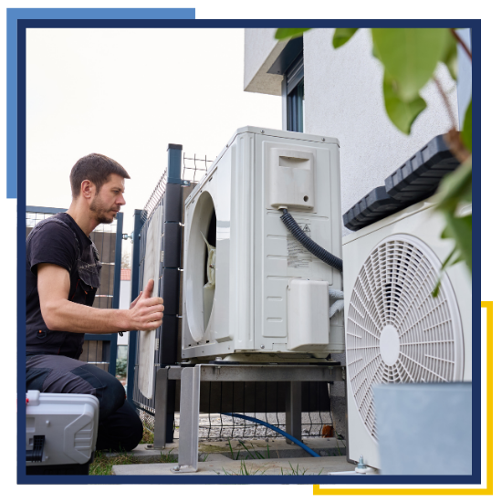 Technician providing air conditioning service near the Woodlands 