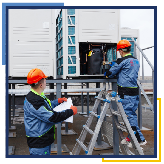 Heating and cooling specialists in the Woodlands helping a homeowner 