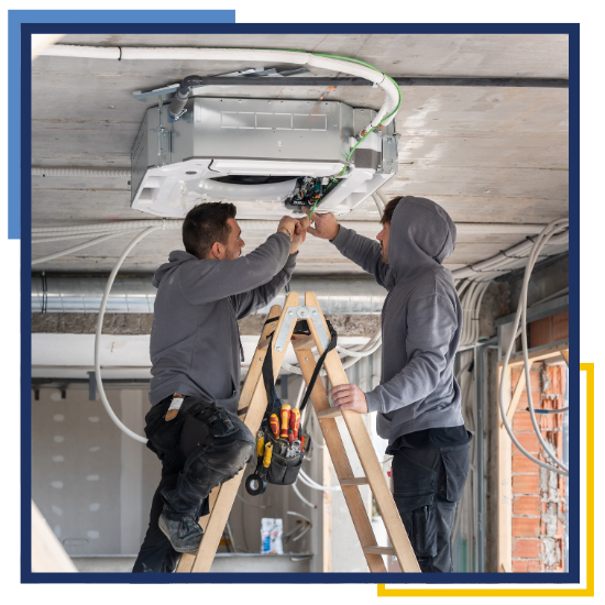 Team working on ac unit installation in the Woodlands for a home 