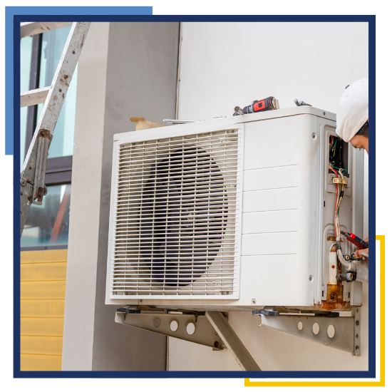 Old HVAC unit upgrade in Conroe during a home comfort service 