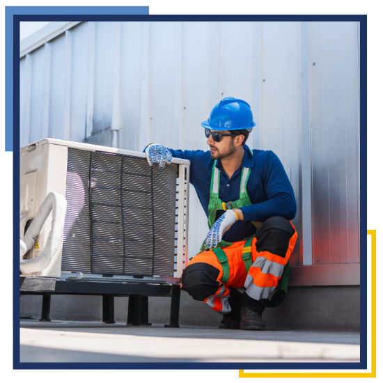 Technician checking a home HVAC system in New Caney, TX 