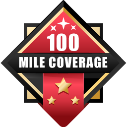 100 mile service coverage icon