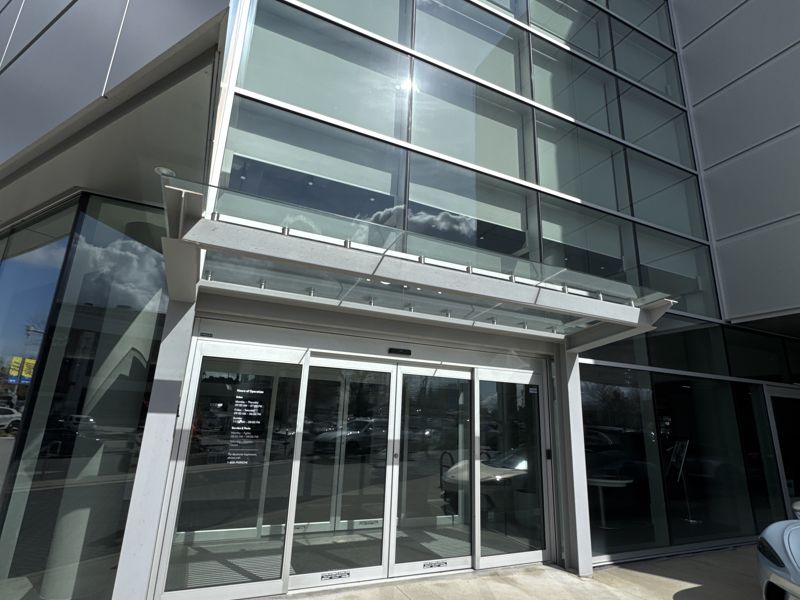Glass office building entrance
