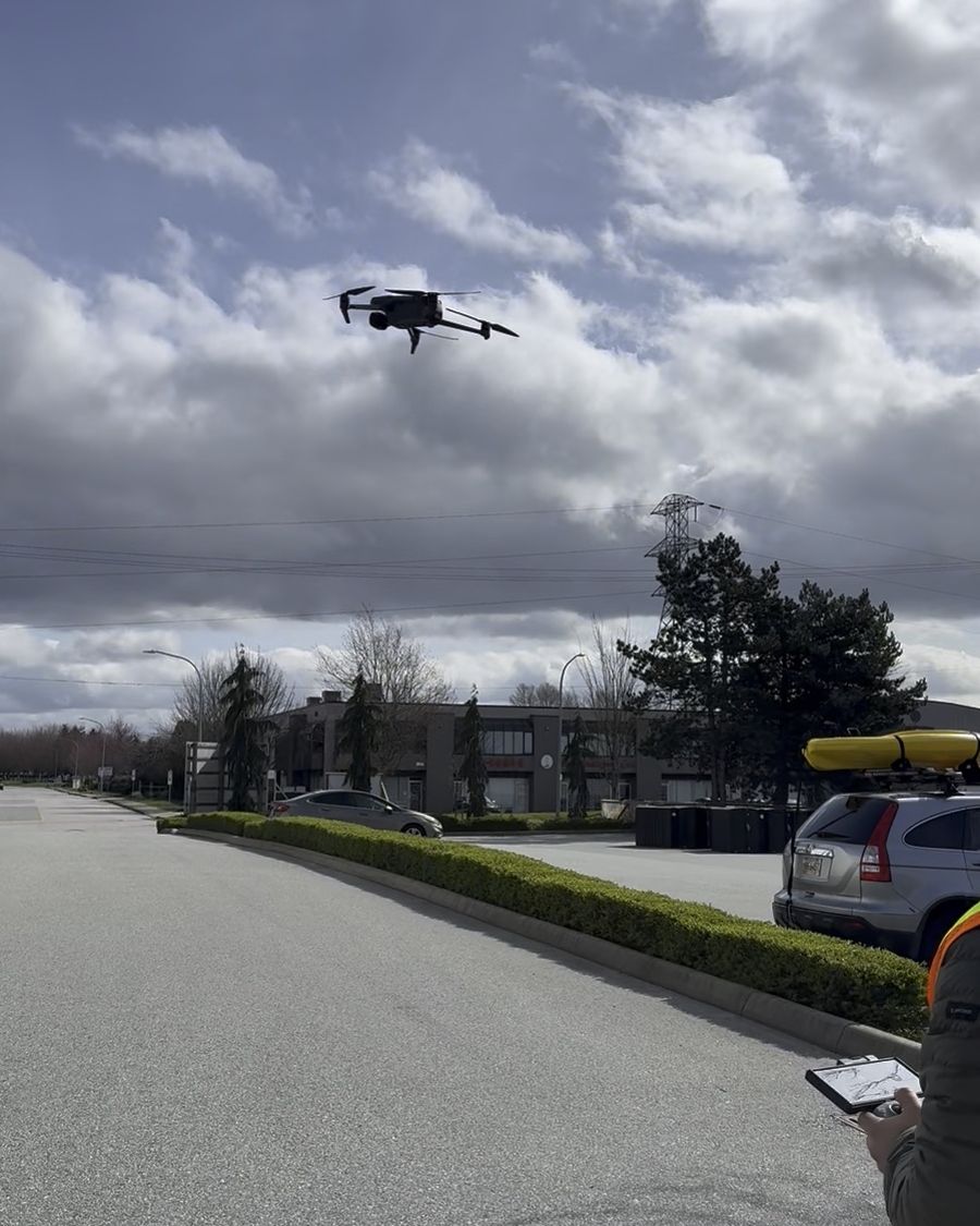Drone flying an inspection pass