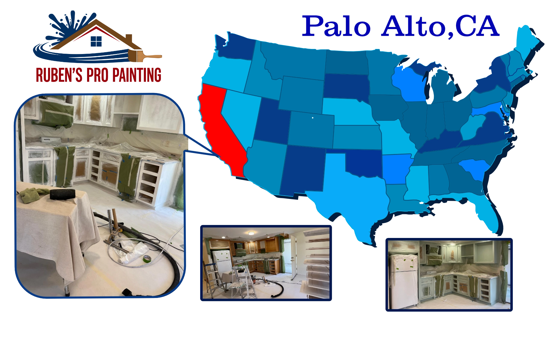Service area map centered on Palo Alto, California
