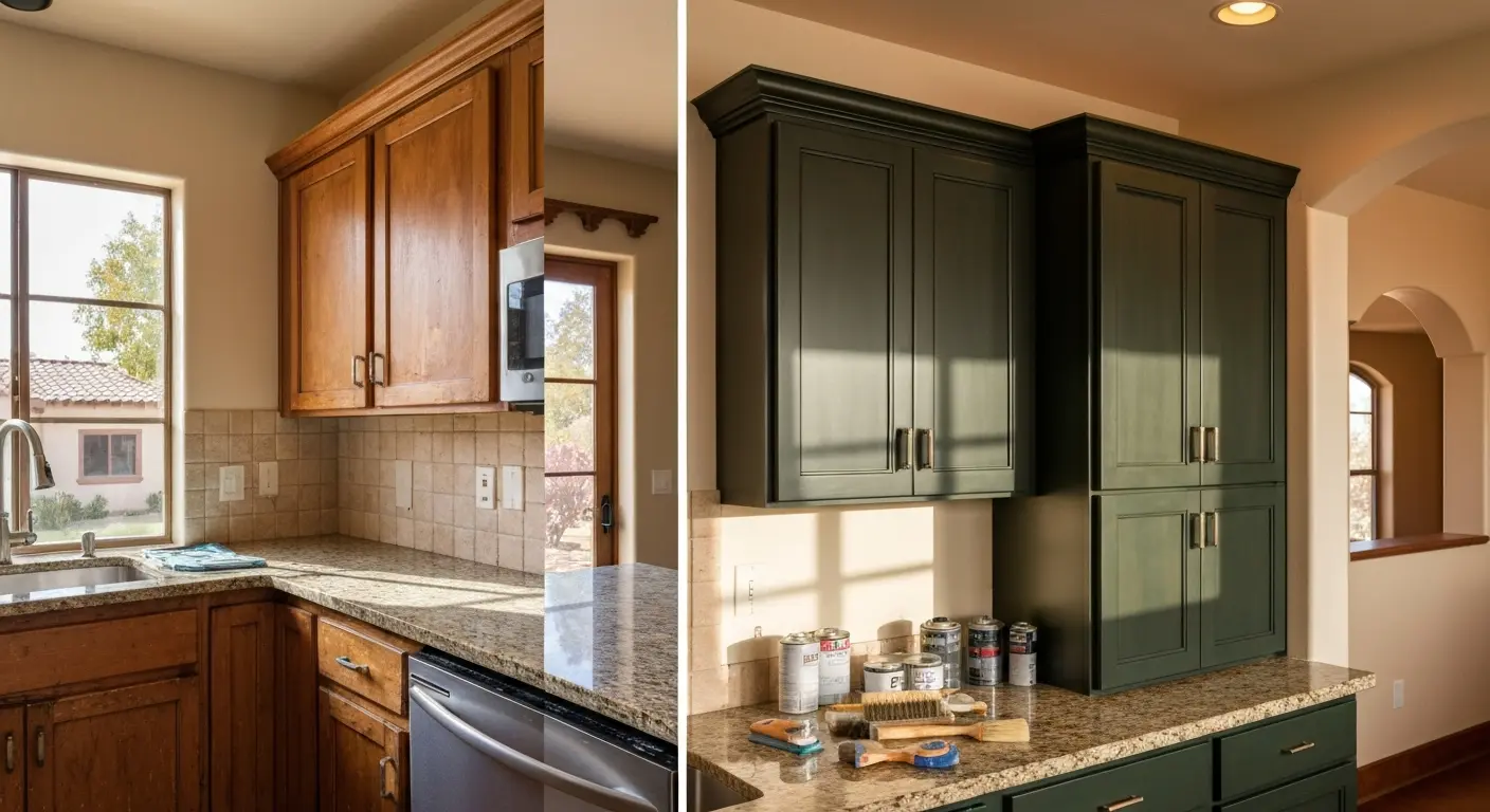Cabinet refinishing before and after