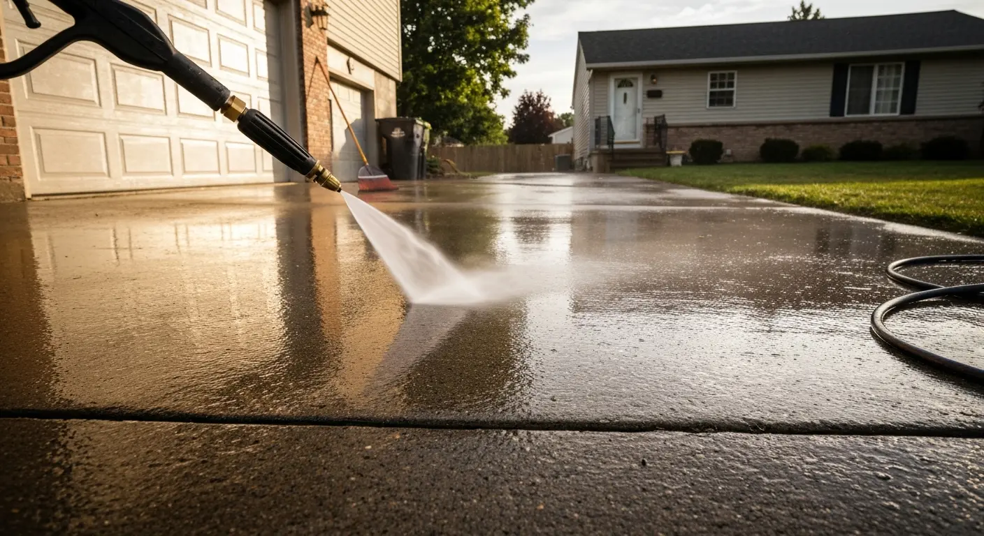 Professional pressure washing driveway