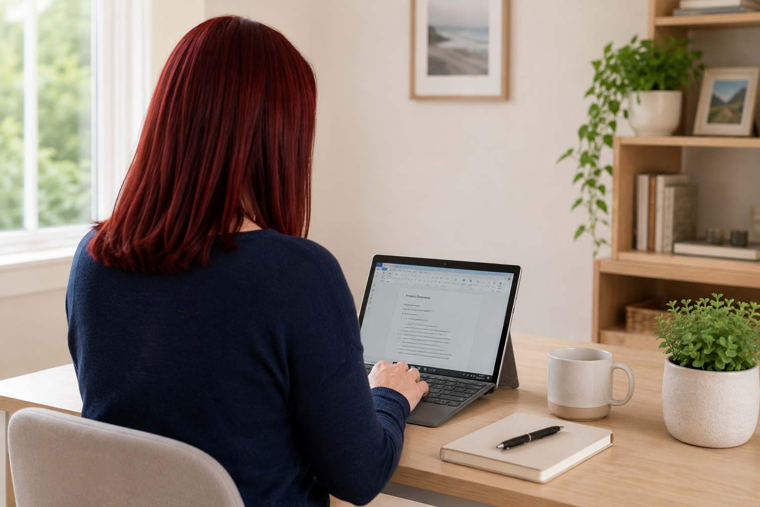 Kim Stirling working at her computer