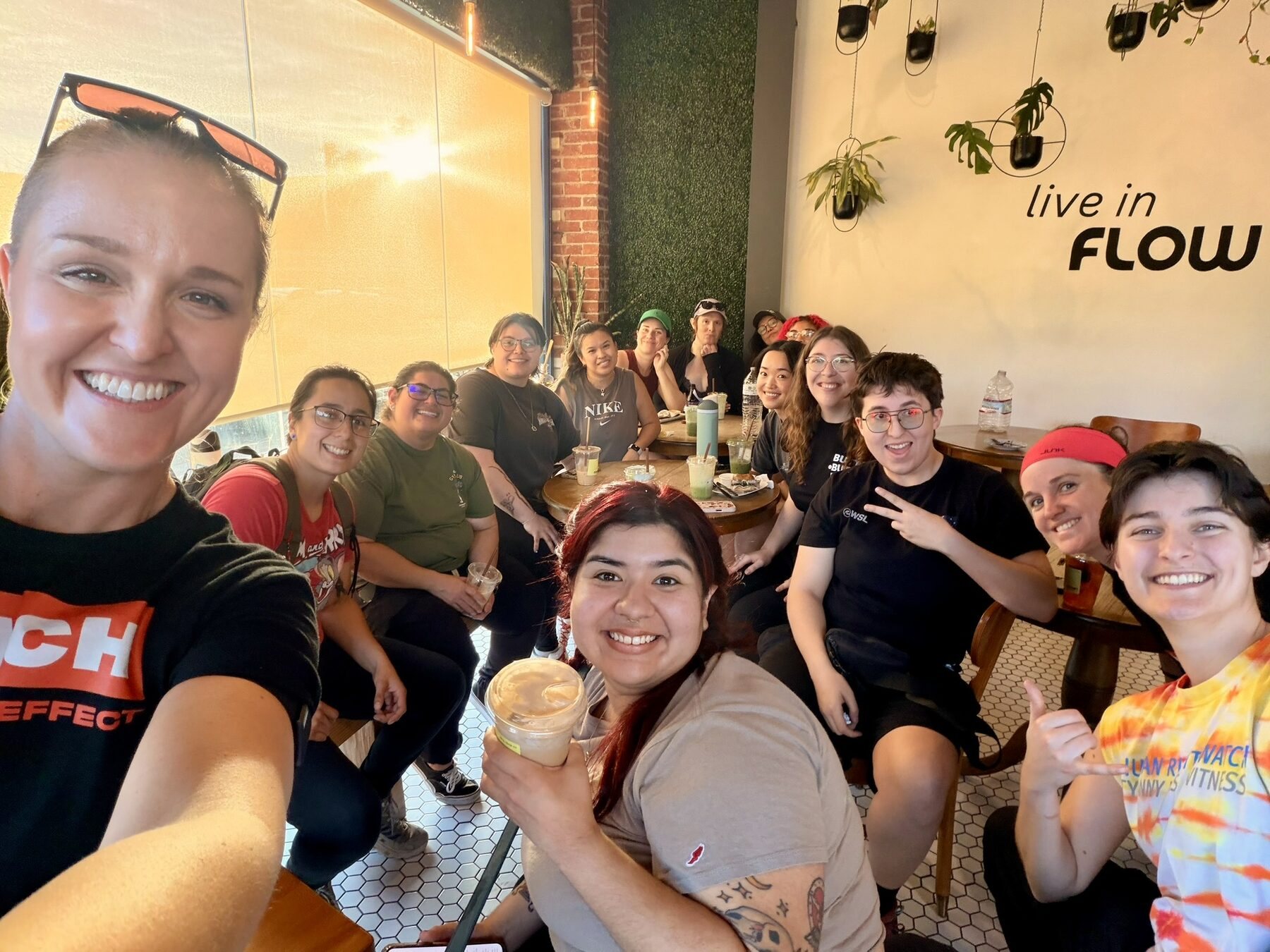 TPE members hanging out together at Flow cafe