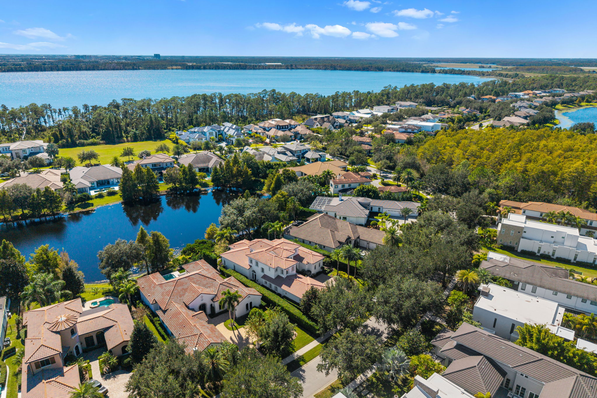 Aerial drone photography of a property and its surroundings