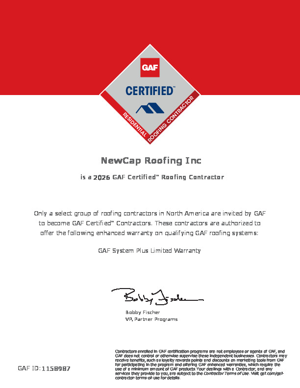 GAF Certified Roofing Contractor Certificate