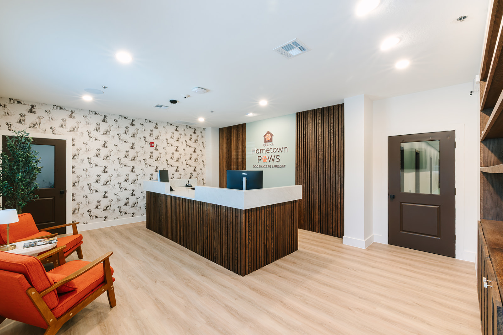 Hometown Paws lobby with reception desk