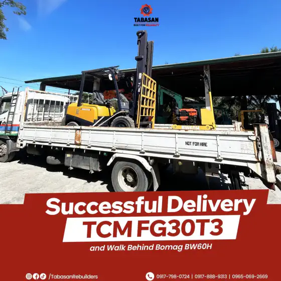 TCM FG30T3 forklift and Bomag BW60H delivered