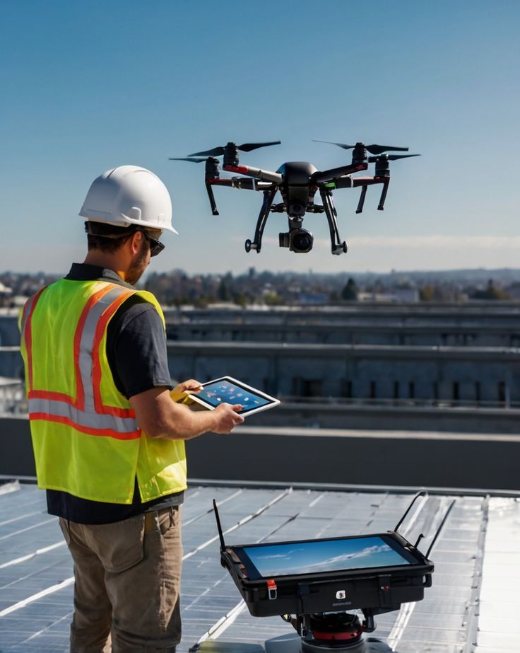 Drone roof inspection by IronPeak Roofing in Manchester