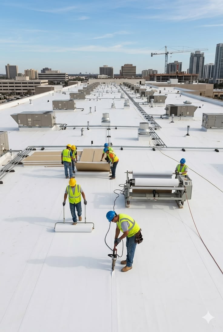 Commercial membrane roof system in Manchester