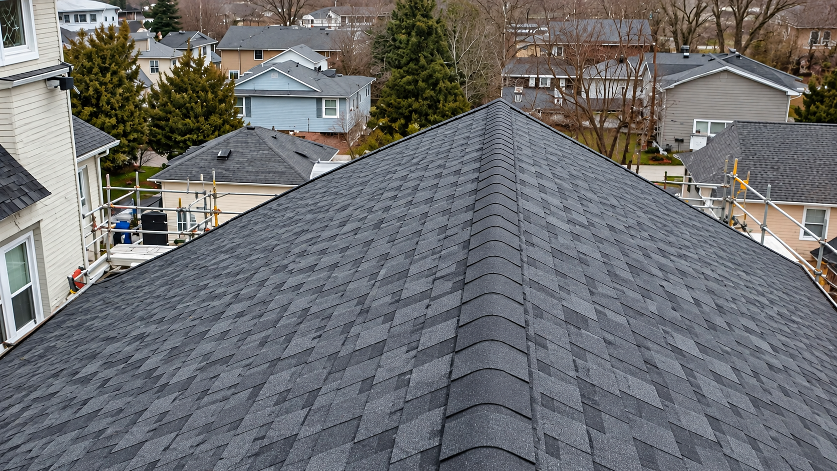 Same home with a new architectural shingle roof by IronPeak Roofing