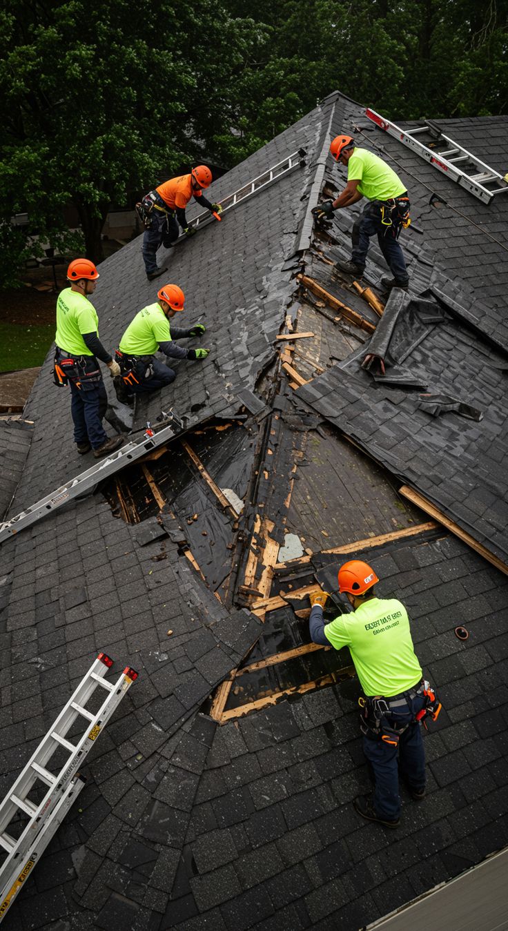 IronPeak crew replacing hail-damaged shingles in Manchester by IronPeak Roofing