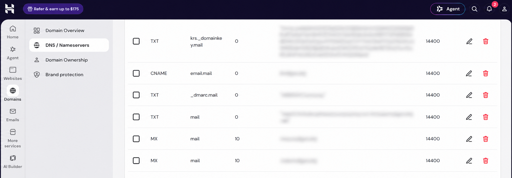 Hostinger DNS records